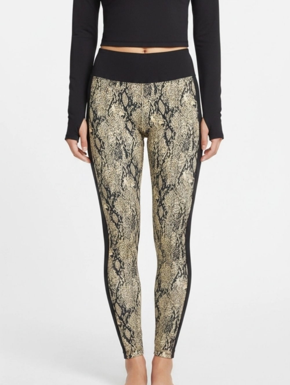 Fabletics Kamila Snake Print Brown & Tan Pull On Leggings Athletic Wear Sz L